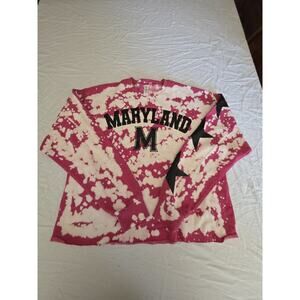 Red Tie-Dye Maryland Women's Cropped Sweatshirt